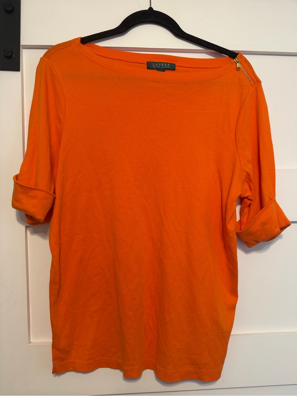 Lauren Ralph Lauren Orange Zip Shoulder Top Size 1X